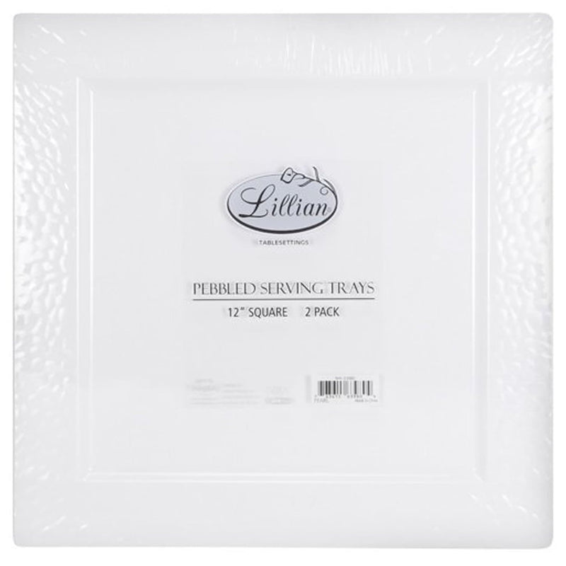 Load image into Gallery viewer, Lillian Tablesettings Square Pebbled Tray Pearl 12&quot; Serverware Lillian
