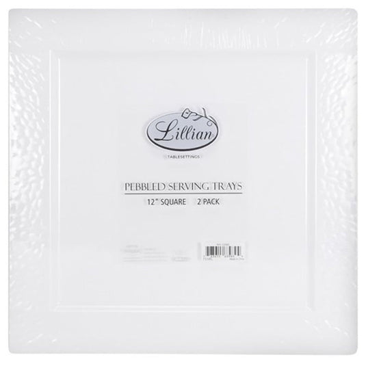 Lillian Tablesettings Square Pebbled Tray Pearl 12" Serverware Lillian