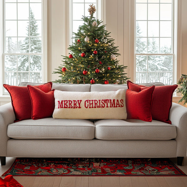 Merry Christmas Hand Hooked Pillow General KAL