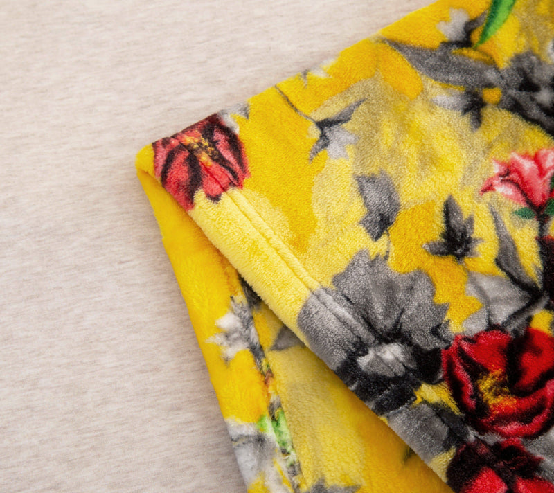 Load image into Gallery viewer, Yellow Farmhouse Rustic Spring Floral Hummingbirds Soft Fleece Throw Blanket Shop DaDalogy Bedding Collection
