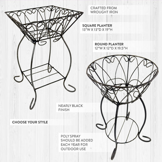 19 Inch Ornate Wrought Iron Plant Stand, Choose Your Style Whats trending CIMA