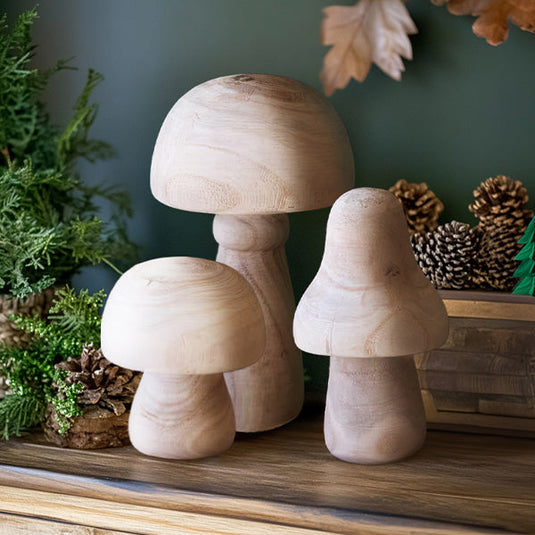 Natural Wooden Mushroom Decor, Set of 3 Whats trending KAL