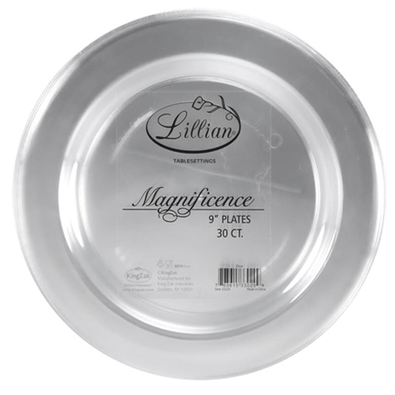 Load image into Gallery viewer, *WHOLESALE* Magnificence Heavy weight 9&quot; Plastic Dinner Plate Value pack Clear: 240CT Disposable Plates Lillian Tablesettings
