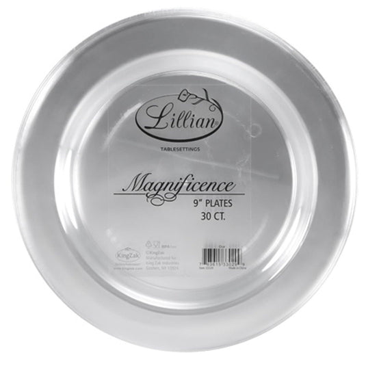 BULK Magnificence Heavy weight 9" Plastic Dinner Plate Value pack Clear Disposable Plates Lillian Tablesettings