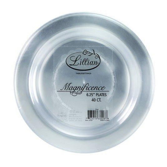 BULK Magnificence Heavy weight 6.25" Plastic Dessert Plate Value pack Clear Disposable Plates Lillian Tablesettings