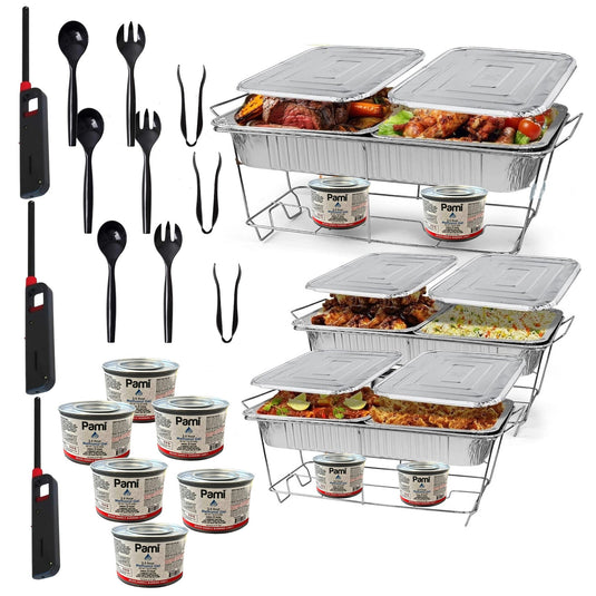 Buffet Serving Kit Disposable Aluminum Chafing Dish Party Set 36PC Disposable VeZee