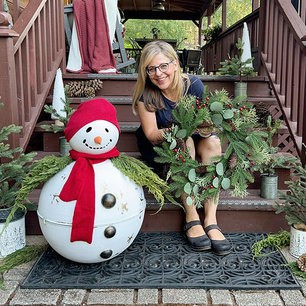 30 Inch Tall Outdoor Metal Bell Snowman General ABH