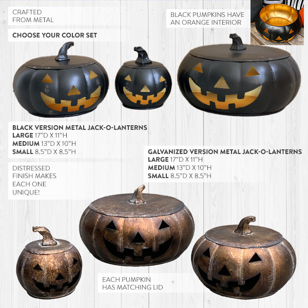 Load image into Gallery viewer, Huge Metal Jack O Lanterns, Set of Three, Choose Your Color General ABH
