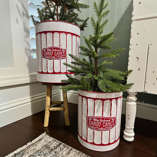 Candy Canes Vintage Metal Planters, Set of 2 General ABH