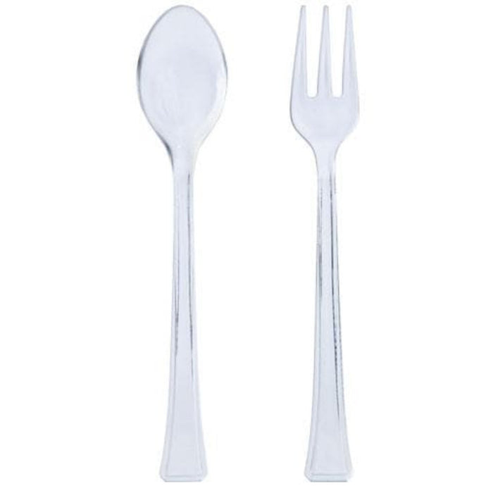 Mini Plastic Spoons/Forks Clear Combo 4.5 inch Serverware Lillian