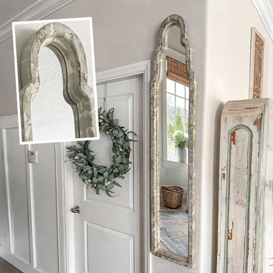 Antique Inspired Tall Scalloped Wood Frame Mirror Whats trending ABH