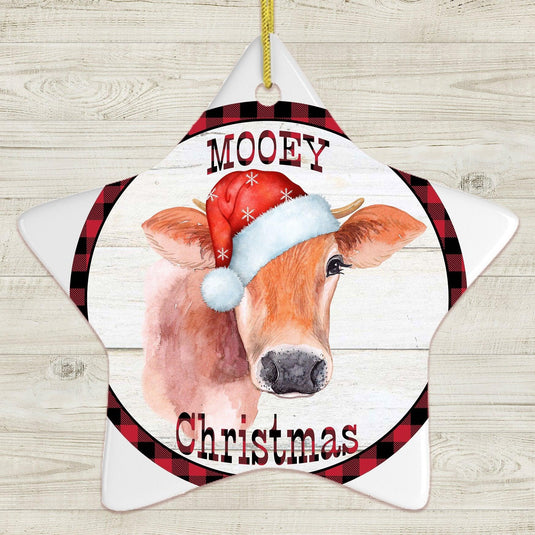 Mooey Christmas Cattle Star Cow Ornament Gift OrnamentallyYou