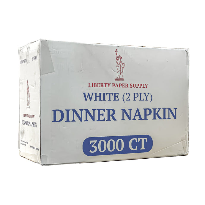 *WHOLESALE* Disposable - 2 Ply - White - Dinner Napkins | 3000 ct. Napkins LIBERTY PAPER SUPPLY