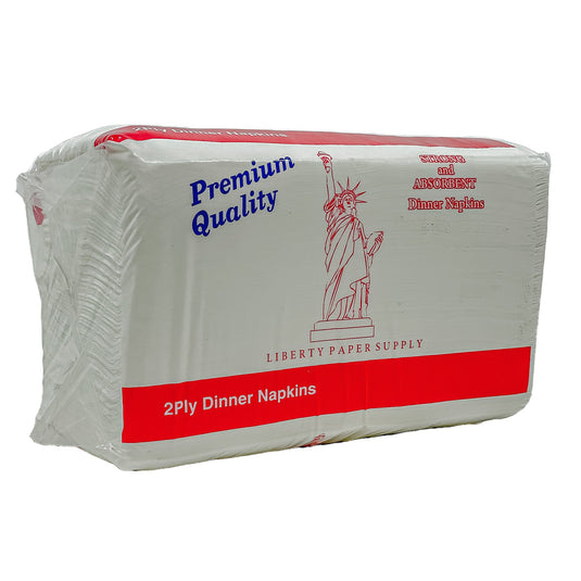 *WHOLESALE* Disposable - 2 Ply - White - Dinner Napkins | 3000 ct. Napkins LIBERTY PAPER SUPPLY