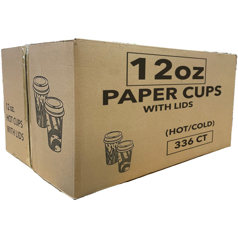 Load image into Gallery viewer, *WHOLESALE* 12oz Hot/Cold Cups With Lids: 336 Ct Paper Cups VeZee
