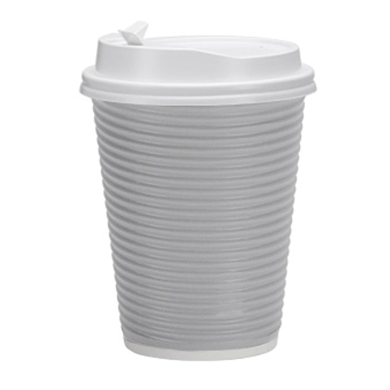 Load image into Gallery viewer, Paper Cup Ripple Hot Cold Silver with lid 12 oz Paper Cups VeZee
