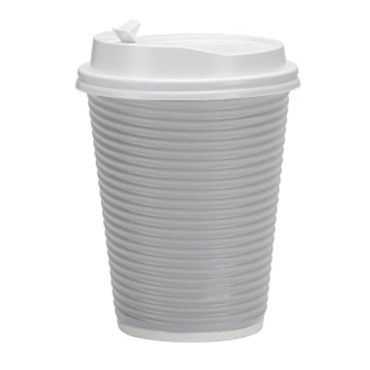 Paper Cup Ripple Hot Cold Silver with lid 12 oz Paper Cups VeZee