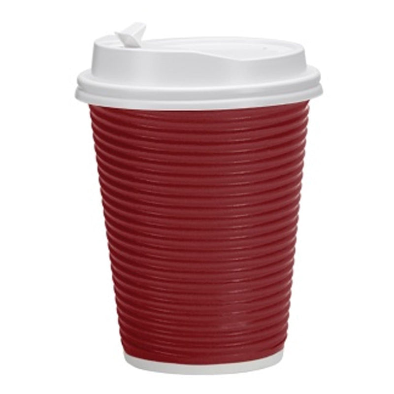 Load image into Gallery viewer, Paper Cup Maroon Hot Cold with lid 12 oz Paper Cups VeZee
