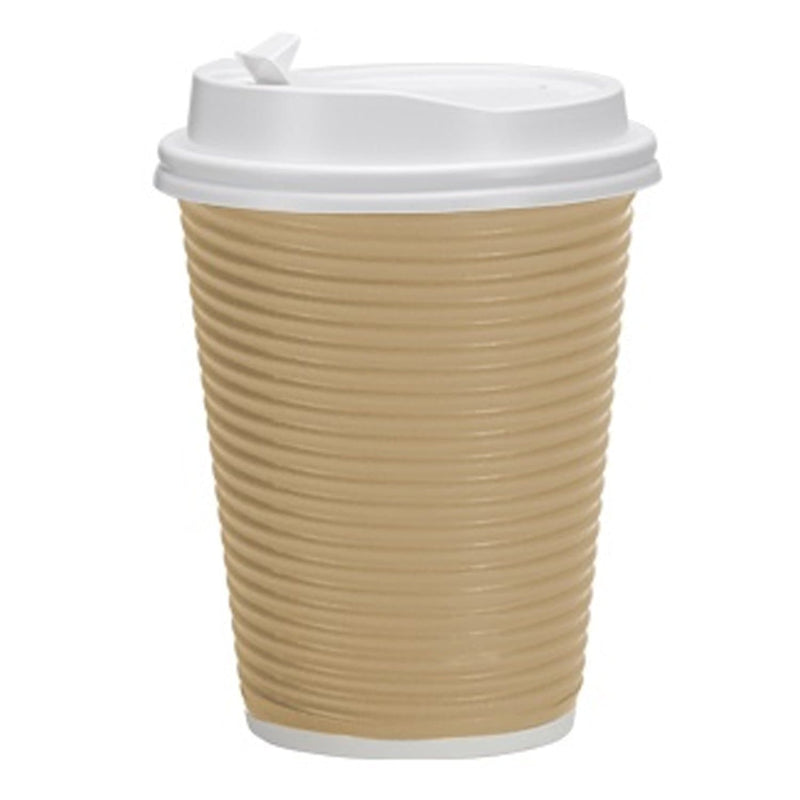 Load image into Gallery viewer, Paper Cup Tan Hot Cold with lid 12 oz Paper Cups VeZee
