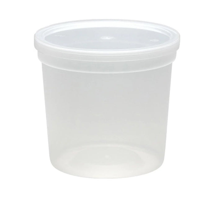 Extra Strong Quality Round Plastic Container with Lid 24 oz Food Storage & Serving VeZee