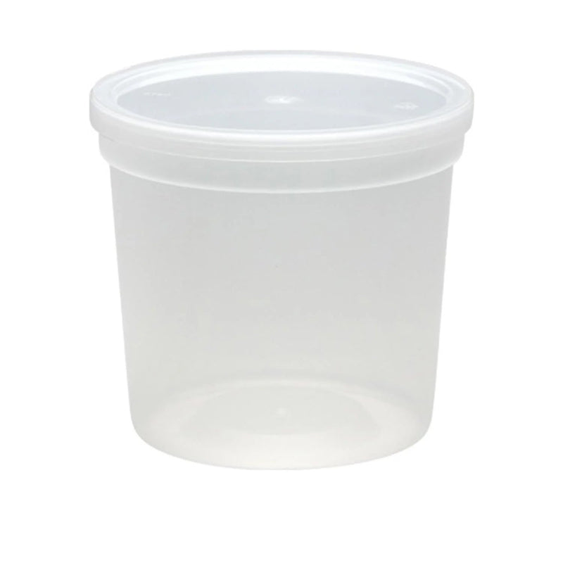 Load image into Gallery viewer, Extra Strong Quality Round Plastic Container with Lid 24 oz Food Storage &amp; Serving VeZee
