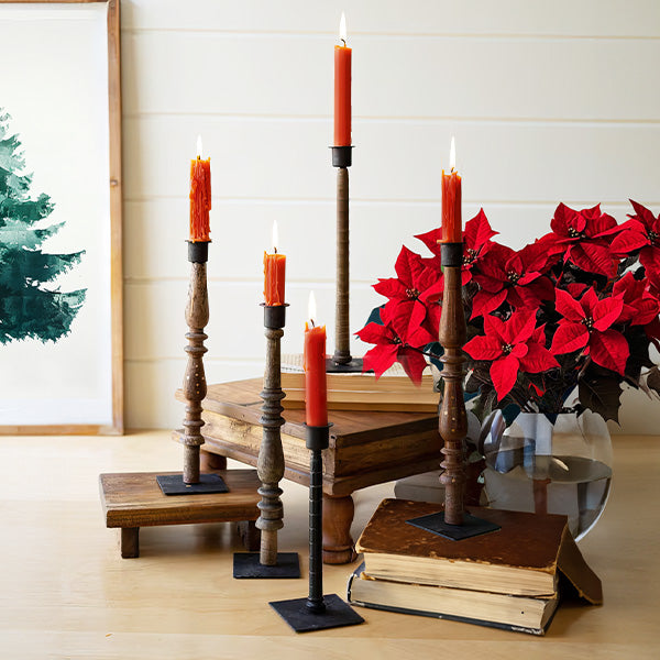 Repurposed Wood Spindle Taper Candle Holders, Set of 5 Whats trending KAL