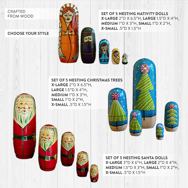 Load image into Gallery viewer, Christmas Nesting Dolls, Set of 5, Choose Your Style General KAL
