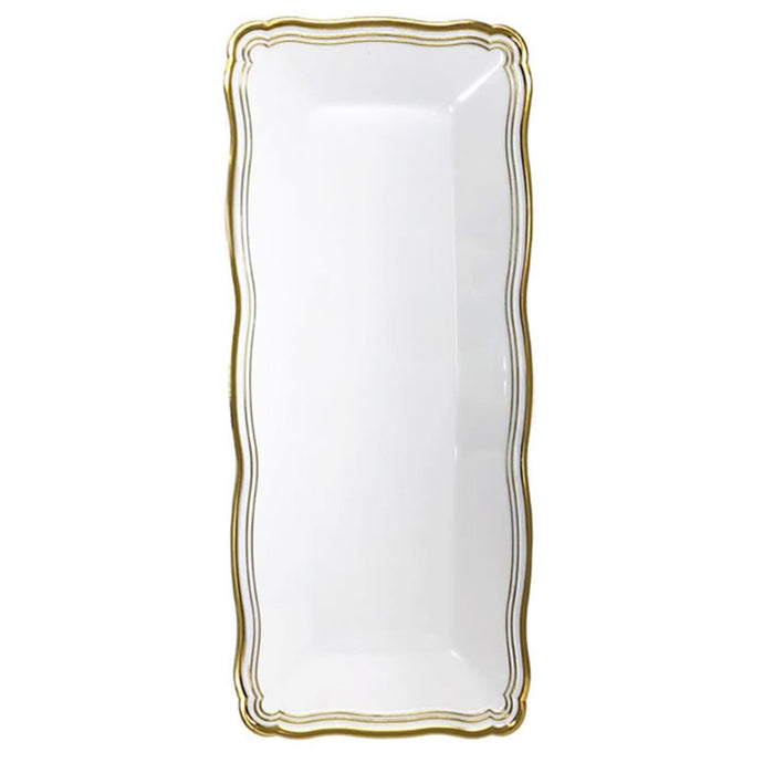 Aristocrat Collection Narrow Serving Trays White & Gold 13.75x6 Serverware Decorline