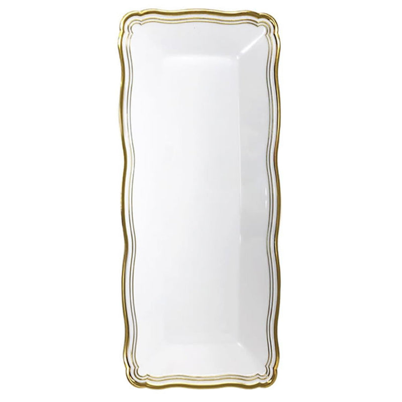 Load image into Gallery viewer, Aristocrat Collection Narrow Serving Trays White &amp; Gold 13.75x6 Serverware Decorline
