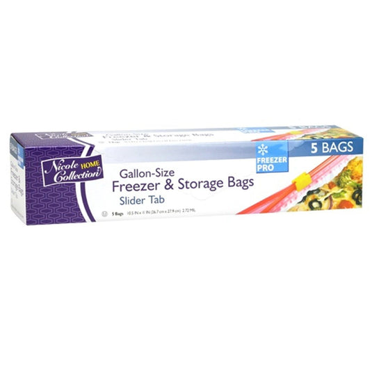 Nicole Home Collection Gallon Size Freezer Storage Bags with Slide Food Storage & Serving VeZee