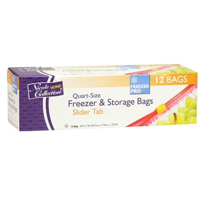 Nicole Home Collection Slide Freezer Storage Bag Quart size Per Box Food Storage & Serving VeZee