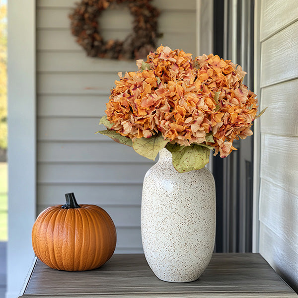 Lifelike Orange Hydrangea Spray, Set of 3 General RH