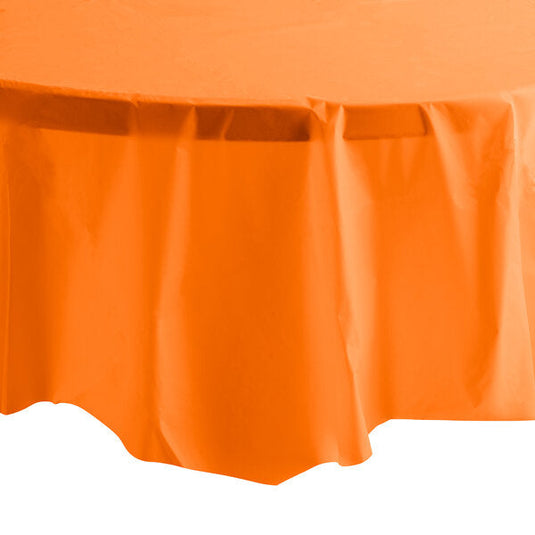 TableCloth Plastic Disposable Round Orange 84'' Table Cover Party Dimensions