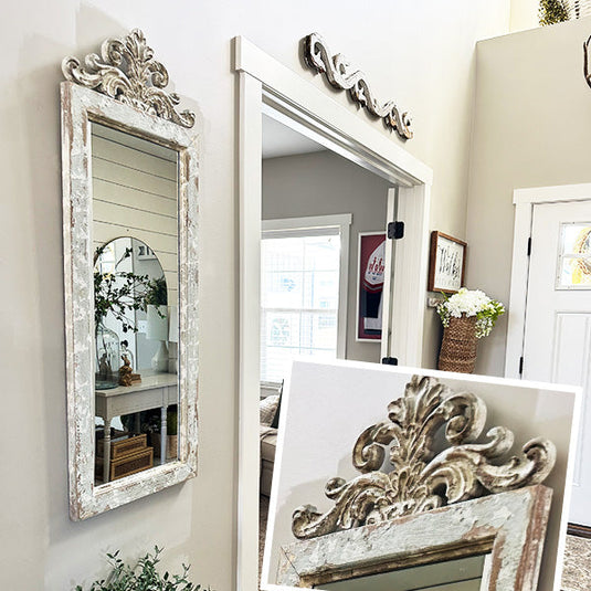 Hand-Carved Distressed Wooden Ornate Mirror Whats trending ABH