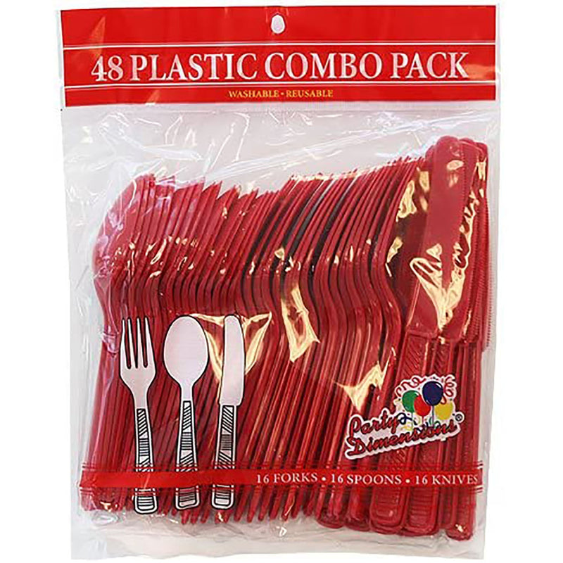 Load image into Gallery viewer, Red Combo Cutlery Cutlery Party Dimensions
