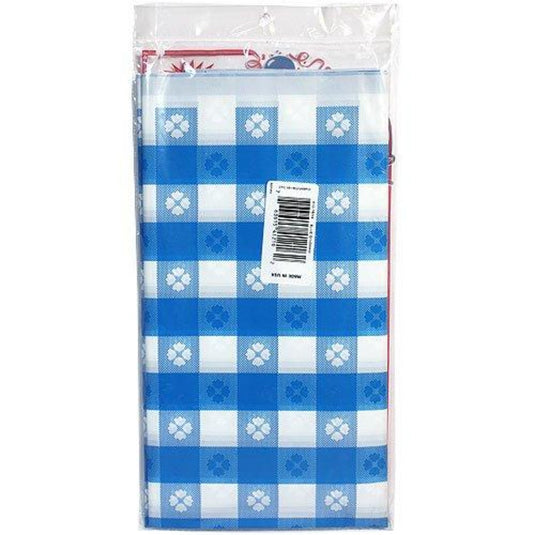 Tablecover Plastic Blue Gingham Rectangular 54'' X 108'' Table Cover Party Dimensions