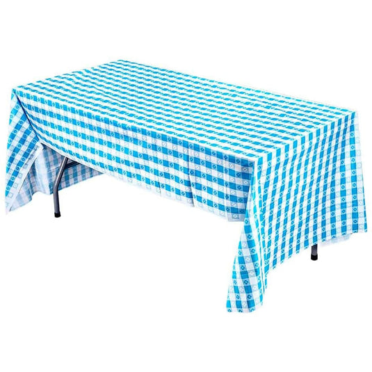 Tablecover Plastic Blue Gingham Rectangular 54'' X 108'' Table Cover Party Dimensions