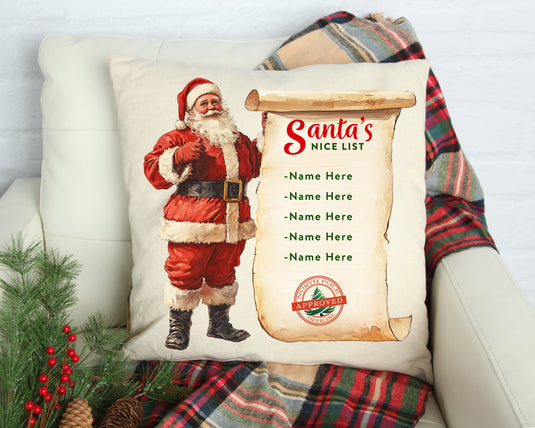 Santa's Nice List(Customizable) Pillow Cover 18x18 Gift Cotton and Crate