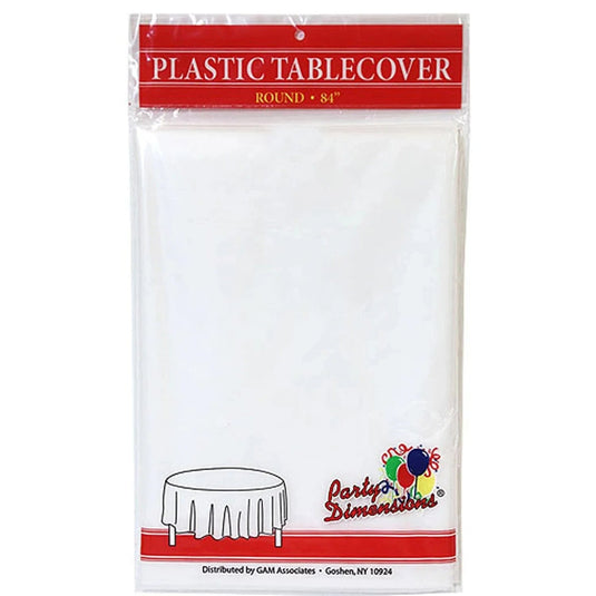 *WHOLESALE* TableCloth Plastic Disposable Round Clear 84'':36CT Table Cover Party Dimensions