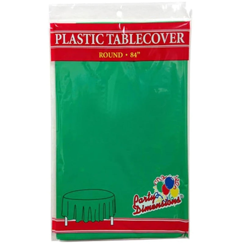 Load image into Gallery viewer, *WHOLESALE* TableCloth Plastic Disposable Round Green 84&#39;&#39;:36CT Table Cover Party Dimensions
