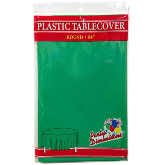 *WHOLESALE* TableCloth Plastic Disposable Round Green 84'':36CT Table Cover Party Dimensions