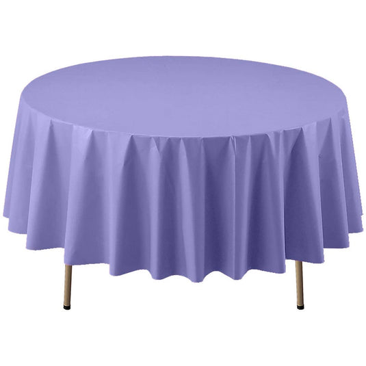 *WHOLESALE* TableCloth Plastic Disposable Round Lavender 84'':36CT Table Cover Party Dimensions