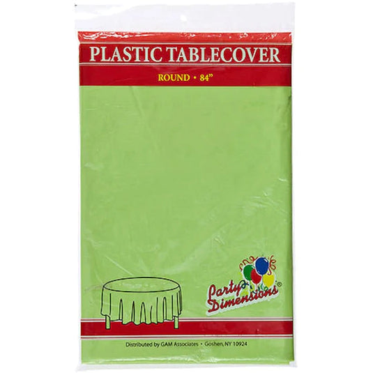 *WHOLESALE* TableCloth Plastic Disposable Round Lime Green 84'':36CT Table Cover Party Dimensions