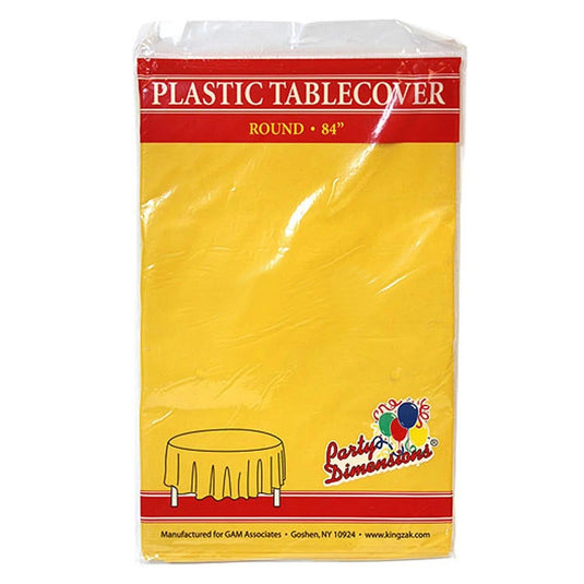 *WHOLESALE* TableCloth Plastic Disposable Round Sunshine Yellow 84'':36CT Table Cover Party Dimensions