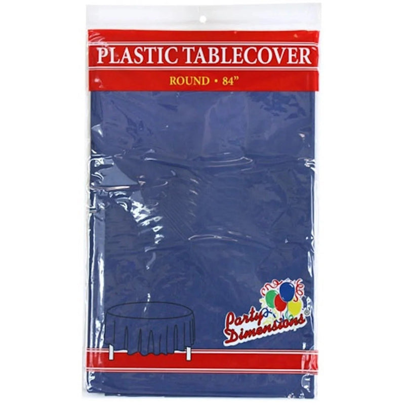 Load image into Gallery viewer, *WHOLESALE* TableCloth Plastic Disposable Round Blue 84&#39;&#39;:36CT Table Cover Party Dimensions
