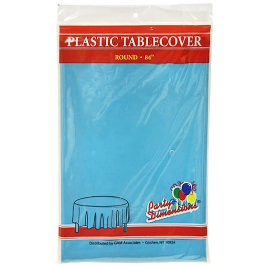 *WHOLESALE* TableCloth Plastic Disposable Round Island Blue 84'':36CT Table Cover Party Dimensions