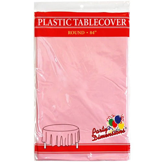 *WHOLESALE* TableCloth Plastic Disposable Round Pink 84'':36CT Table Cover Party Dimensions