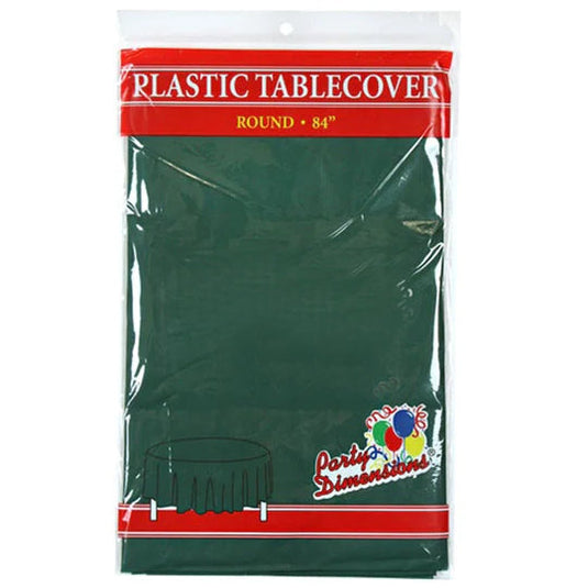 *WHOLESALE* TableCloth Plastic Disposable Round Hunter Green 84'':36CT Table Cover Party Dimensions