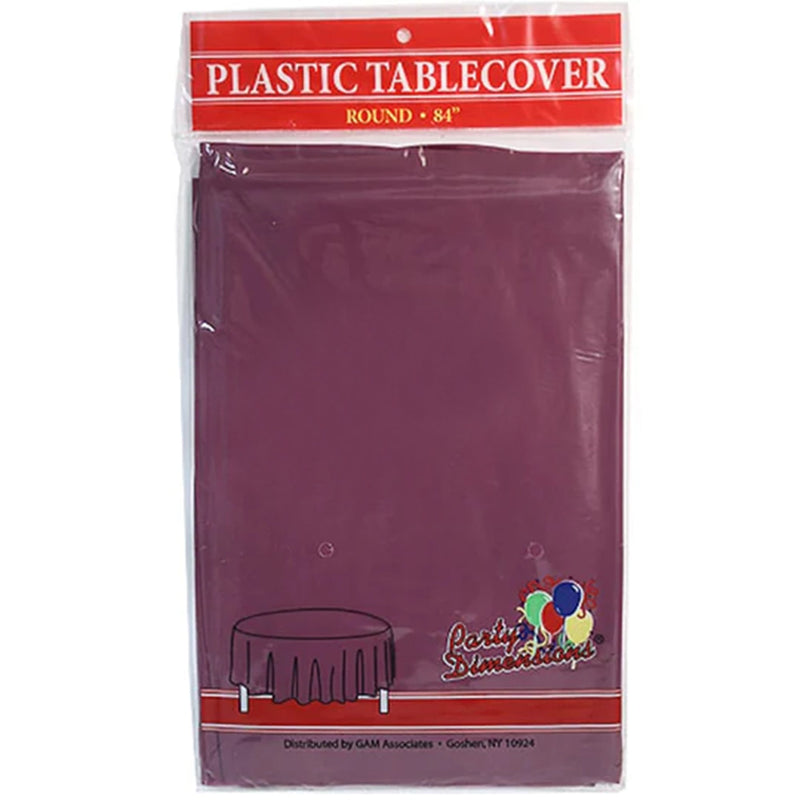 Load image into Gallery viewer, TableCloth Plastic Disposable Round Berry 84&#39;&#39; Tablesettings Party Dimensions
