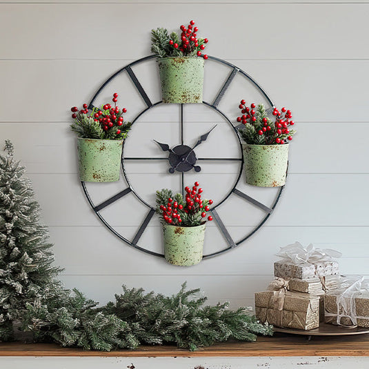 Distressed Green Metal Planter Clock Whats trending VIP